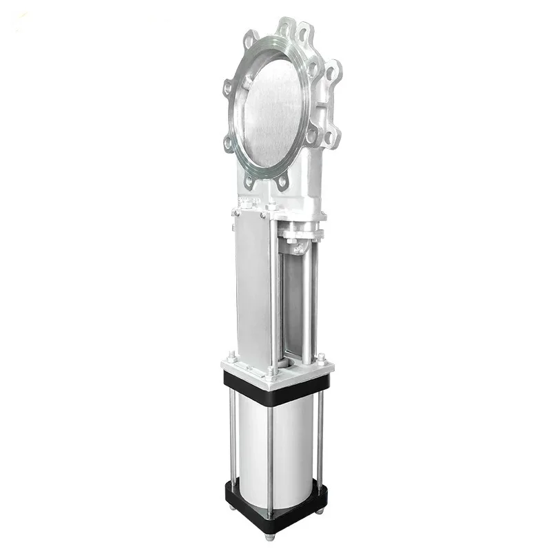 Pneumatic Knife Gate Valve PZ673H 304 Stainless Hard Seal Insert Plate Flange Connection CE Certified Stainless Steel Valves