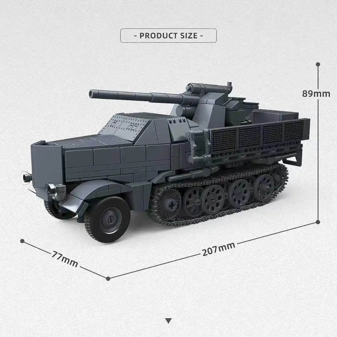 88mm Anti-Tank Gun & Truck 3D Puzzle Building Kit, Military Model Kits for Adults Collectors 726pcs