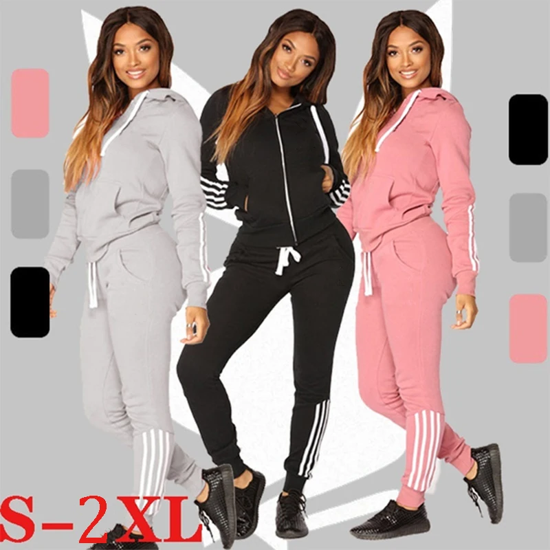 Women Fashion Casual Tracksuits Long Sleeve Zipper Hoodies and Trousers Sport Suits Hoodies Slim Jogging Suits