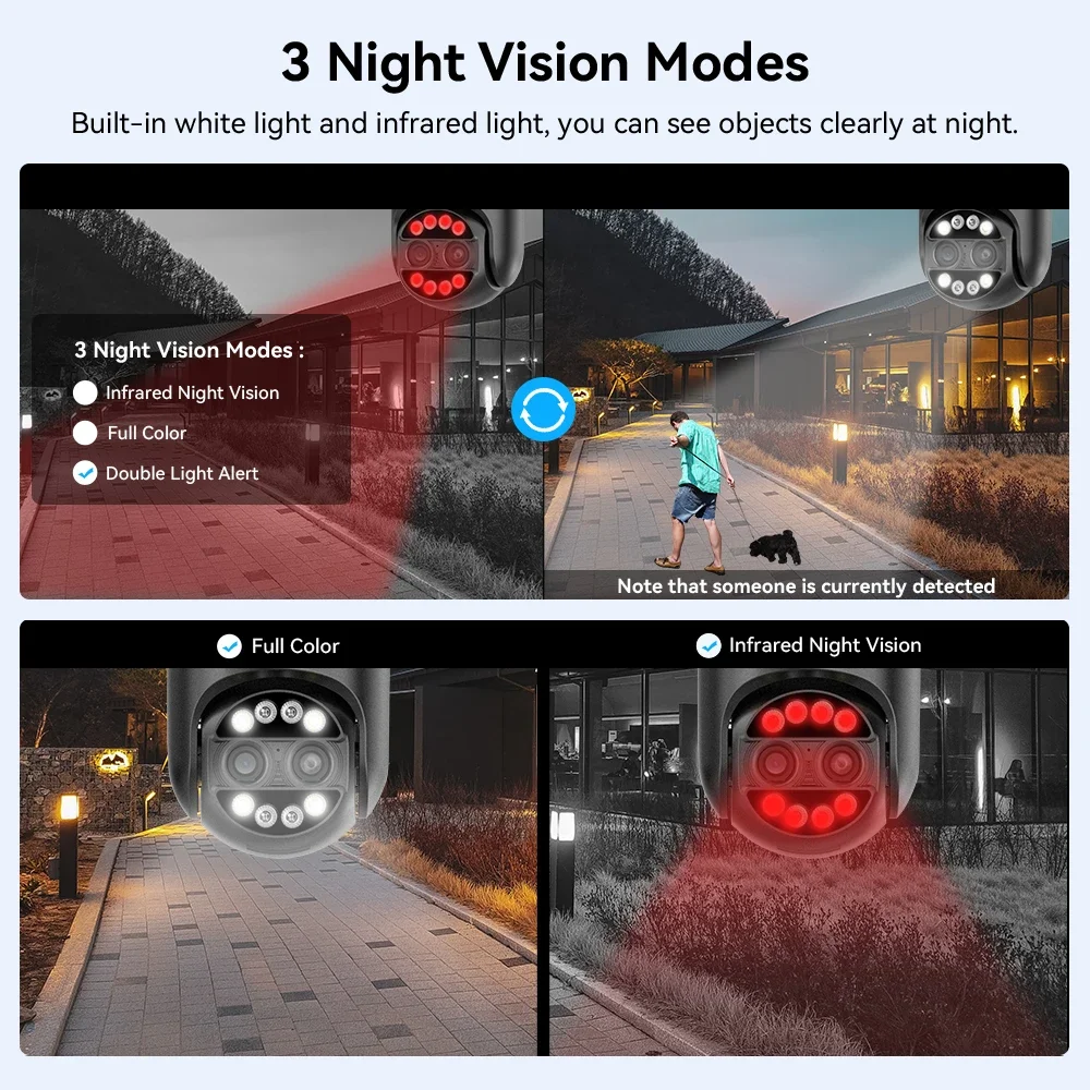 8MP PTZ WIFI Camera Dual-Lens 8X Zoom Waterproof Outdoor Two-Way Audio Security Surveillance Wireless IP Camera ICsee App ONVIF view 3