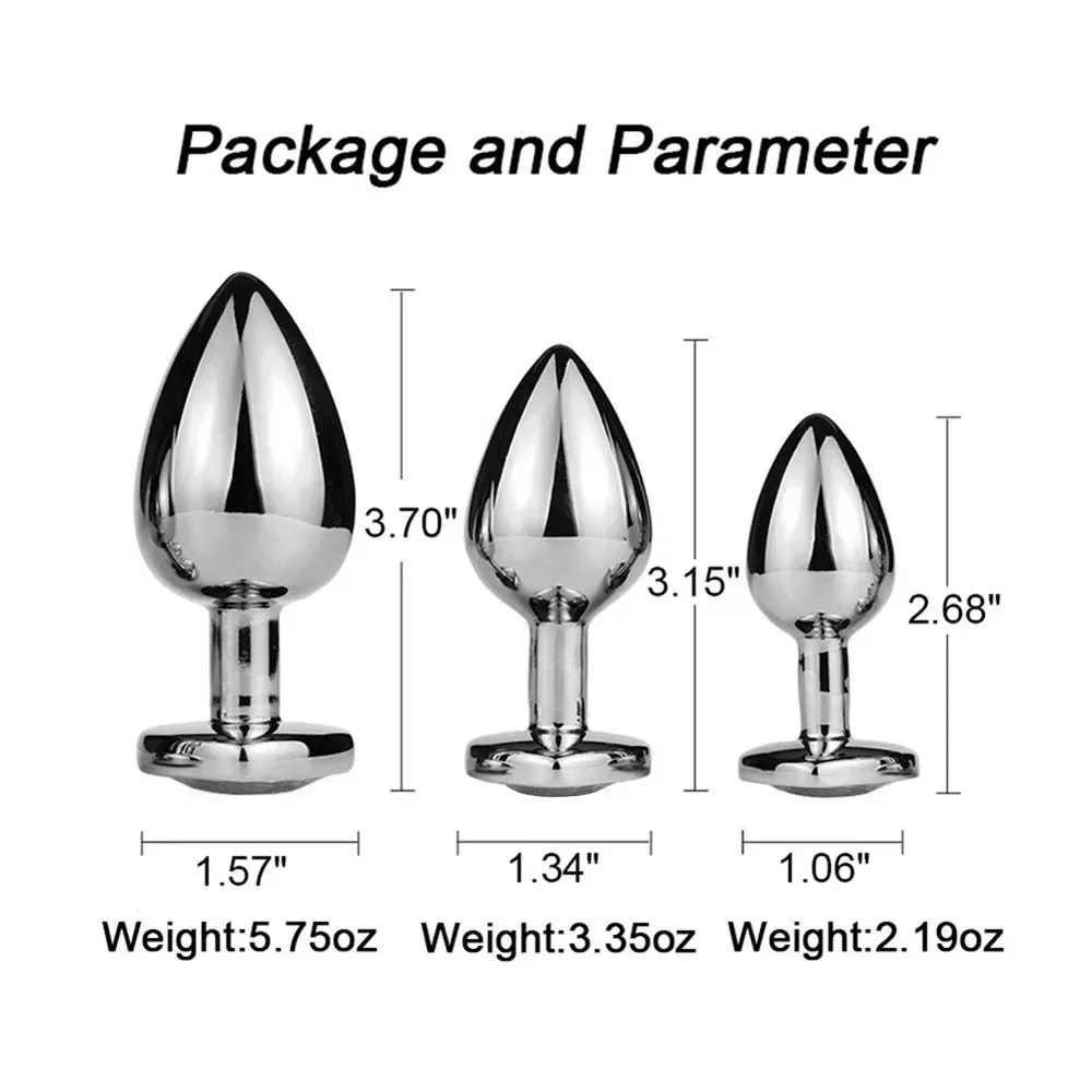 3PCS S/M/L Metal Anal Plug Butt Plug Sex Toy Butt Toy for Women Men Couples Gay Adult Game Masturbator Anal Diamond Sex Shop - Image 2
