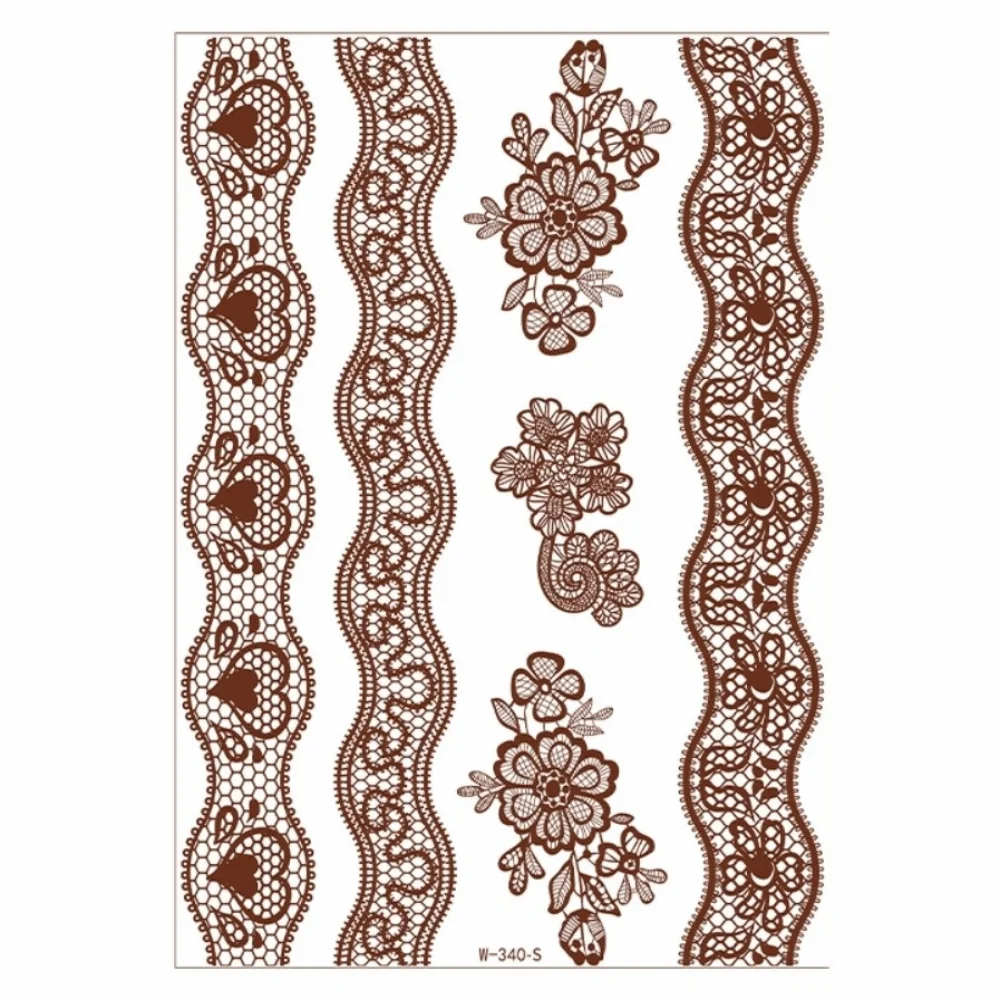 Red Mehndi Stickers Henna Tattoo Stickers Legs Arm Wedding Tool Temporary Tattoo Lace Fake Tattoo Waterproof Body Art Sticker