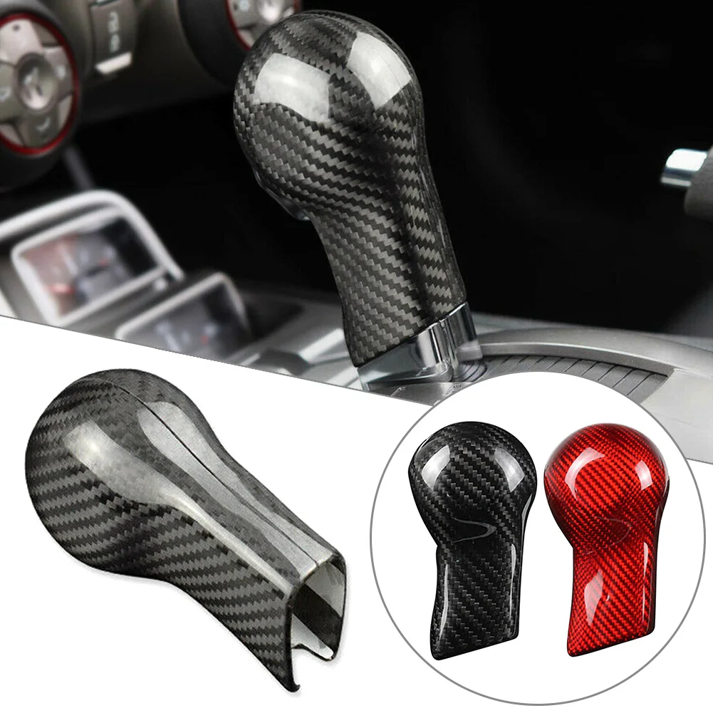 Carbon Fiber Shift Knob Cover For Chevrolet Camaro 2010 2011 2012 2013 2014 2015 Black/Red Car Accessories Parts