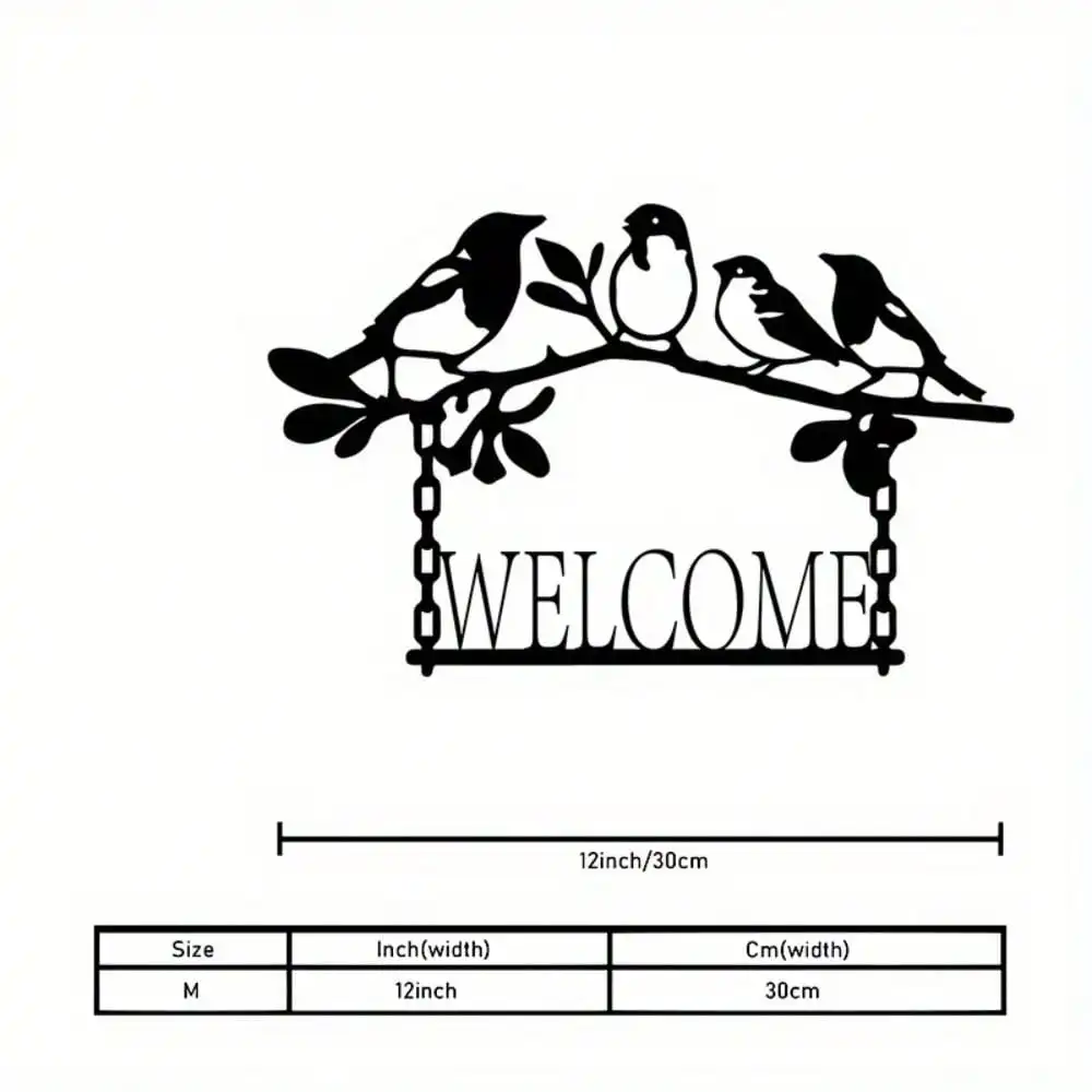 CIFBUY Metal Wall Art Bird Branch Welcome Sign Black Iron Outdoor Decor Porch Entryway Patio Farmhouse Housewarming Gift