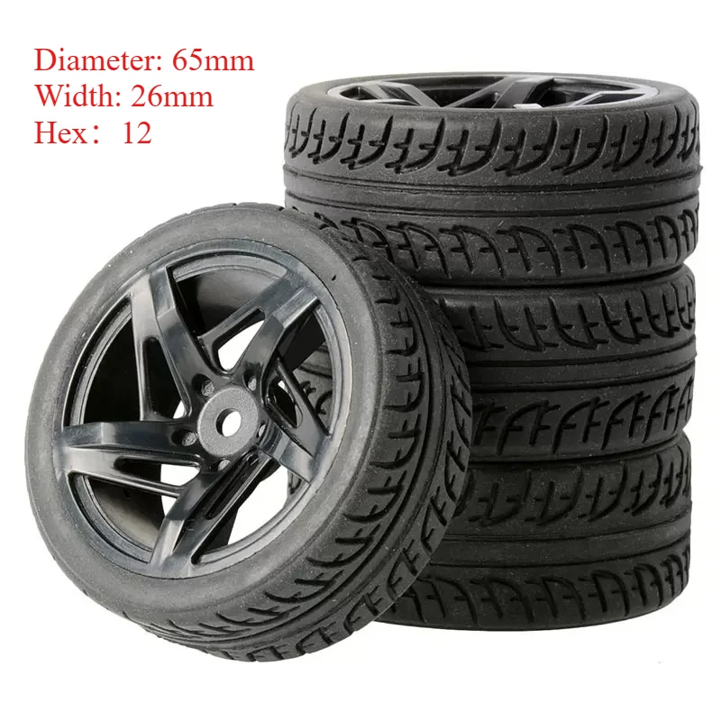 65MM 1/10 RC Racing Car Tires On Road Touring Drift Car Tyre Wheel for Tamiya TT01 TT02 XV01 TA06 PTG-2 HPI WR8 Kyosho HSP 94123