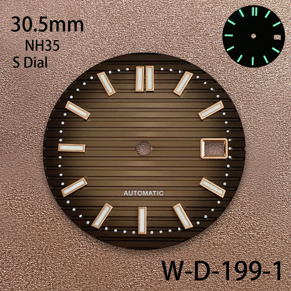 30.5mm S Logo Dial Suitable For NH35 Janpan Movement Green Luminous High Quality Nautilus Watch Modification Accessories