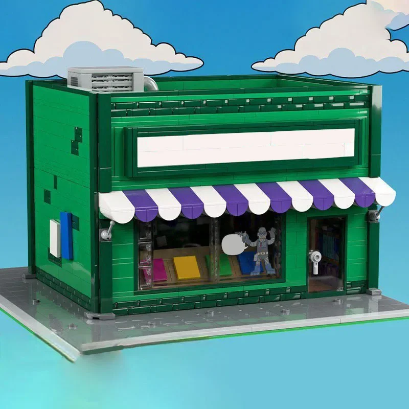

Модульные MOC, 1229 шт., магазин Android Dungeon и бейсбольных карточек, строительные блоки Симпсосов, игрушка для детей, подарок на день рождения своими руками