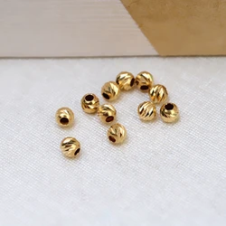AU 750 18K Gold Loose Bead Ball Mountings Findings Jewelry Settings Accessories Parts for DIY Making Necklace Bracelet 10pcs/lot