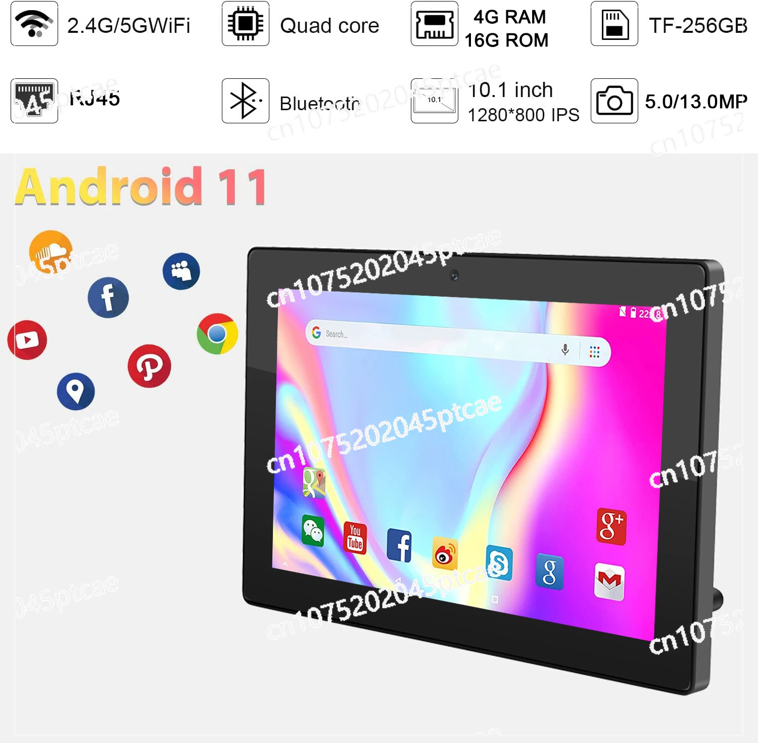 Touch Screen Monitors for Advert, Power Android 11 Os, 16GB Storage, 10.1 