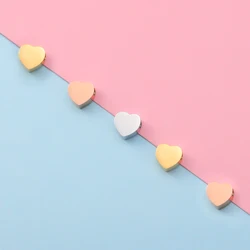 Fnixtar 20Pcs Heart Beads Charms Mirror Polish Stainless Steel Beads For DIY Making Necklace Braid Bracelets Anklet Christmas