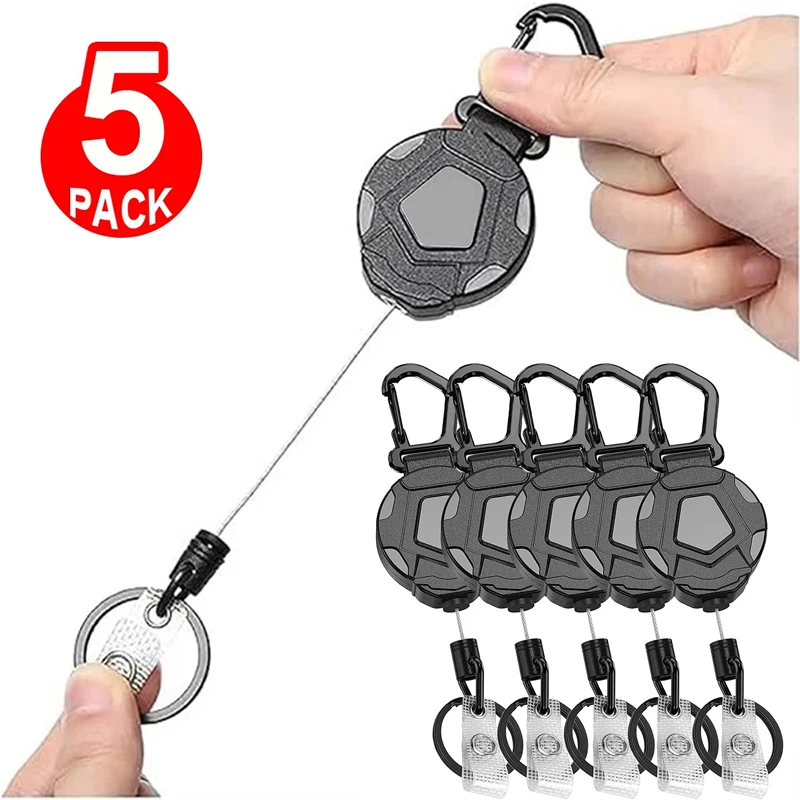 Heavy Duty Carabiner Heavy Duty Pull Reel Strap Telescopic Key Chain Ring For Camping Keyring Lanyard Portable Key Chain Ring