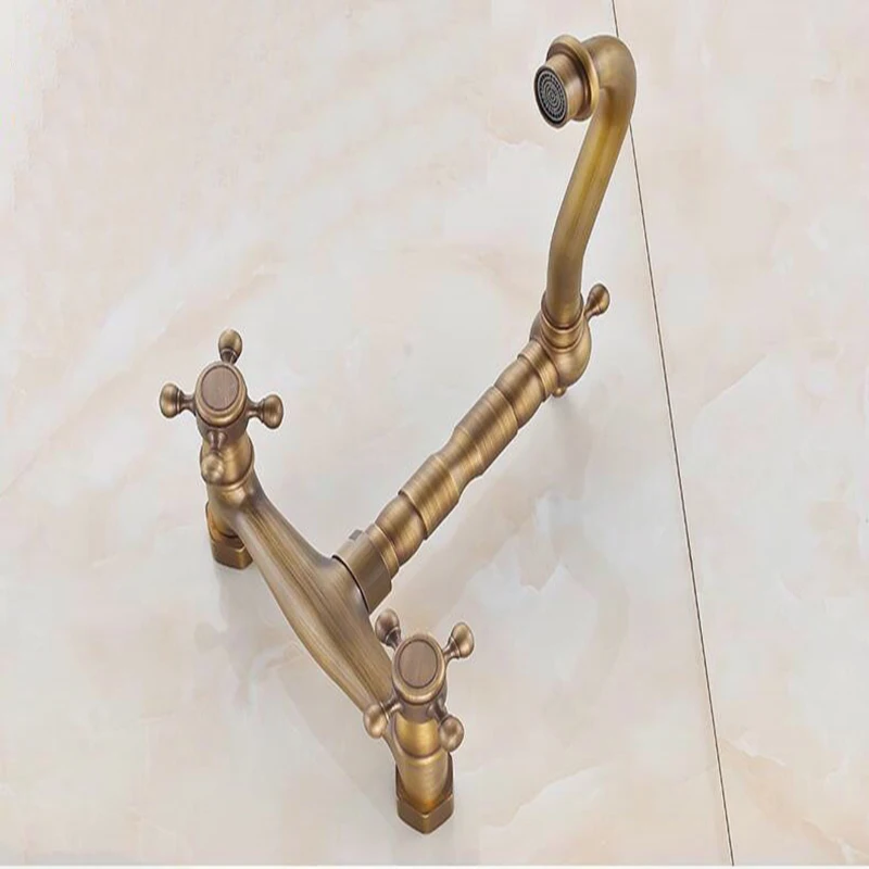 Luxury Europe style antique Basin Kitchen Sink Mixer Tap Swivel Faucet retro Bronze Fashion Style Wall Mounted