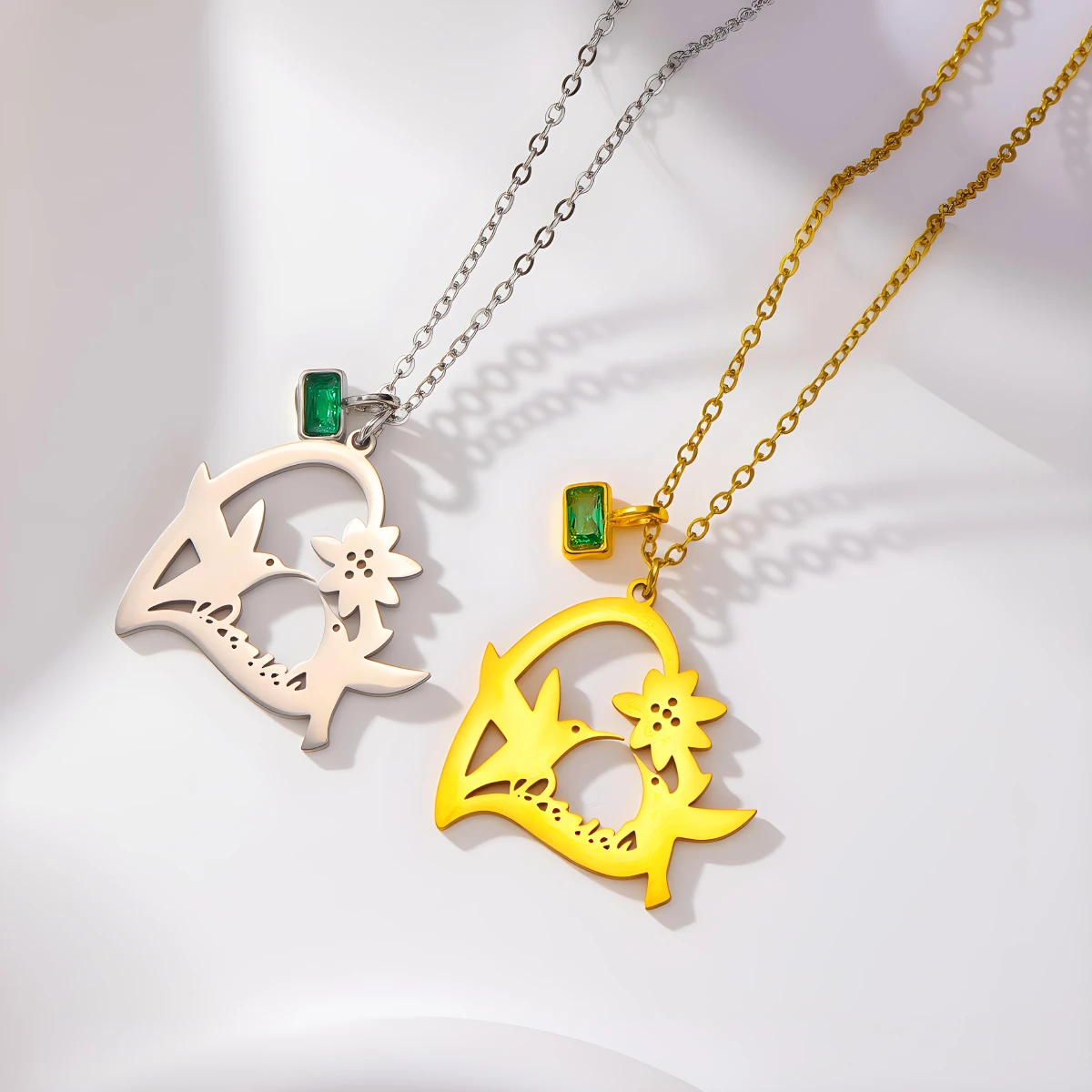 

Ожерелье-чокер Todorova с подвеской из нержавеющей стали в виде цветка, птицы, колибри и сердца, с возможностью нанесения имени, для женщин, ювелирные украшения, подарки