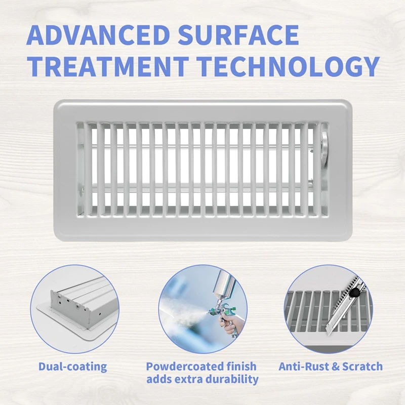 ABGR-4Inch X 10Inch Floor Register — сверхмощные стальные прогулочные напольные вентиляционные отверстия — легко регулируемый воздушный рычаг — вентиляционные крышки для дома