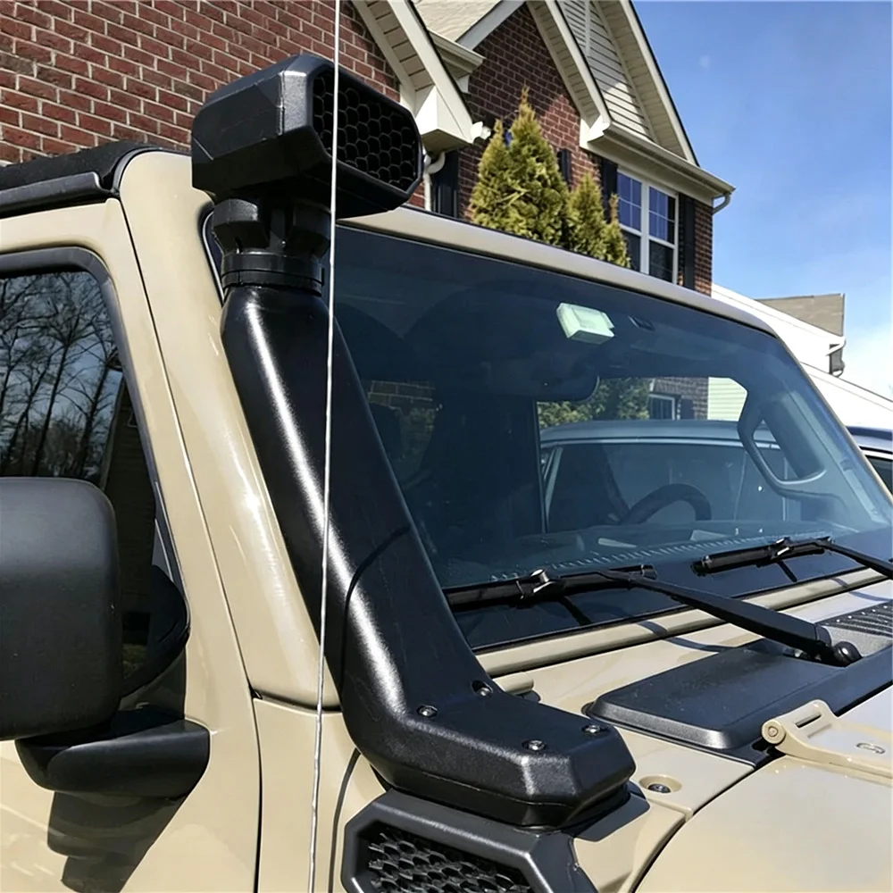 Image of Für Jeep Wrangler JL 2018+ 4x4 Offroad Luftansaug-Schnorchel-Kit Matt Schwarz Hochleistungs-Motorluftstromsystem