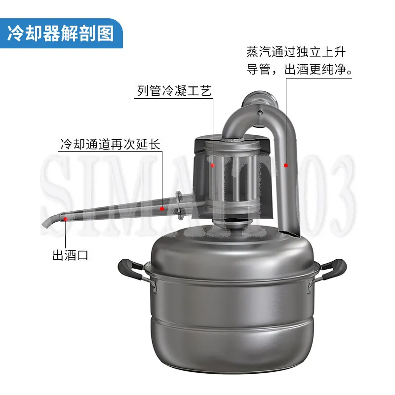 Home Small Brewing Equipment Alcohol Distiller Wine Making Kit for Brandy Whisky Hydrosol Pure Dew Distillation