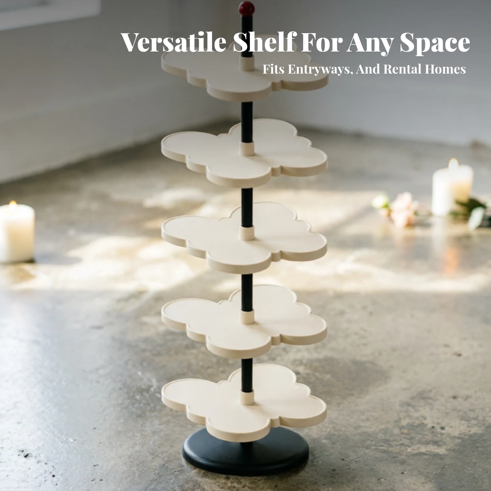 5-Tier Shoe Rack Cloud Shelf Shoe Rack Open Design for Doorway, Wall-Side