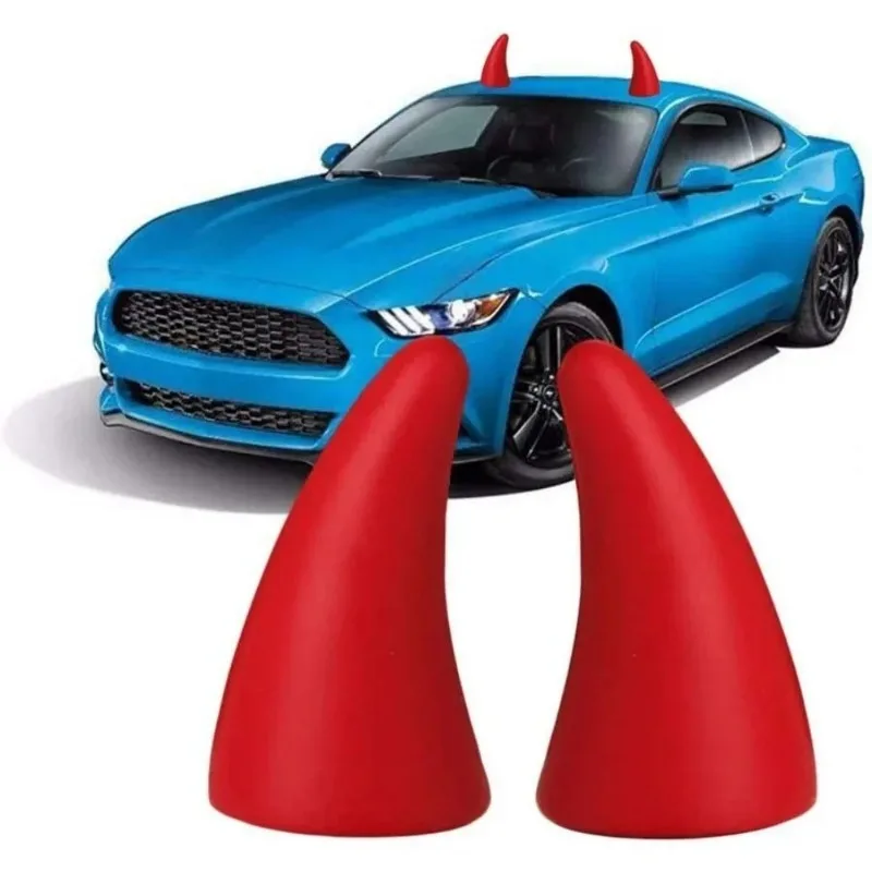 ملصقات سقف السيارة على شكل قرن الشيطان - ملصق خارجي للسيارة، ملحق ديكور ستيريو إبداعي لطيف #4