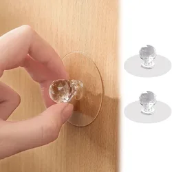 Round Transparent Auxiliary Knobs, Suction Cup Handle, Window Sliding Door, Self-adhesive Wardrobe Pulls, 2Pcs per Pack