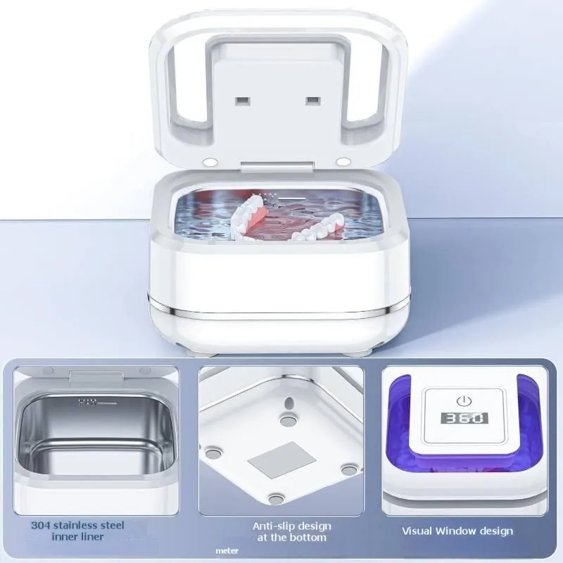 

A80I Mini Ultrasonic Denture Cleaner Remover Multi-Mode EU Plug-Digital Display Included