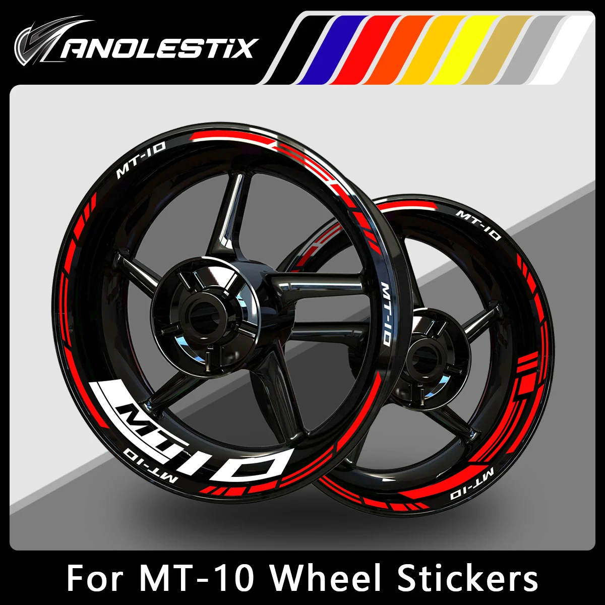 AnoleStix Reflective Motorcycle Wheel Sticker Hub Decal Rim Stripe Tape For YAMAHA MT-10 MT10