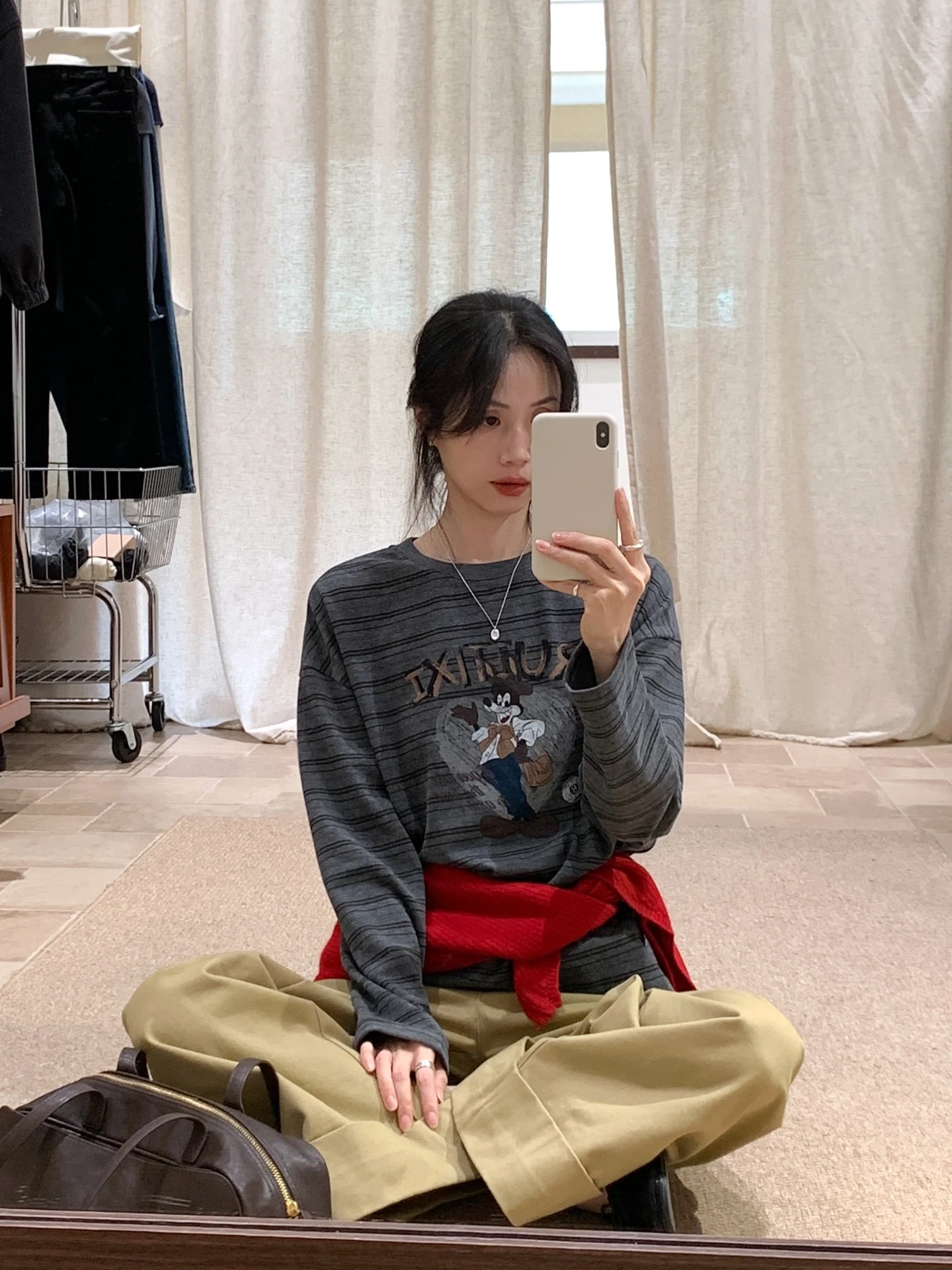 

Корейская футболка BRIVIN с длинными рукавами, женская повседневная свободная футболка для ежедневной носки, топ из смеси хлопка и полиэстера с принтом в полоску