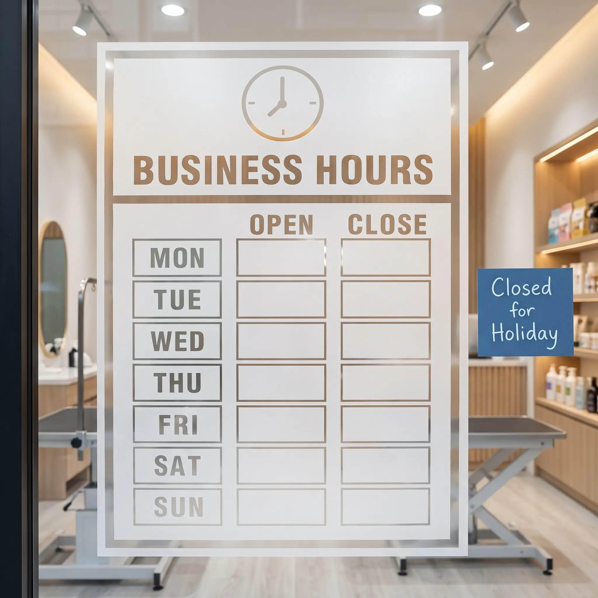 1 Set Business Hours Window Decal Reusable Static Cling Store Hours Sign Changeable Open Closed Time Sign for Coffee Shop Salon
