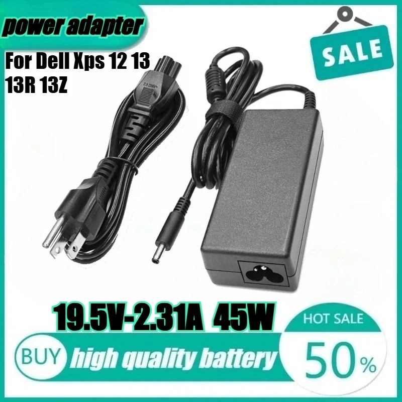

New 19.5V 2.31A 45W 4.5*3.0MM Laptop Charger Adapter For Dell Xps 12 13 13R 13Z 14 13-L321X 13-6928SLV Inspiron 15-3552