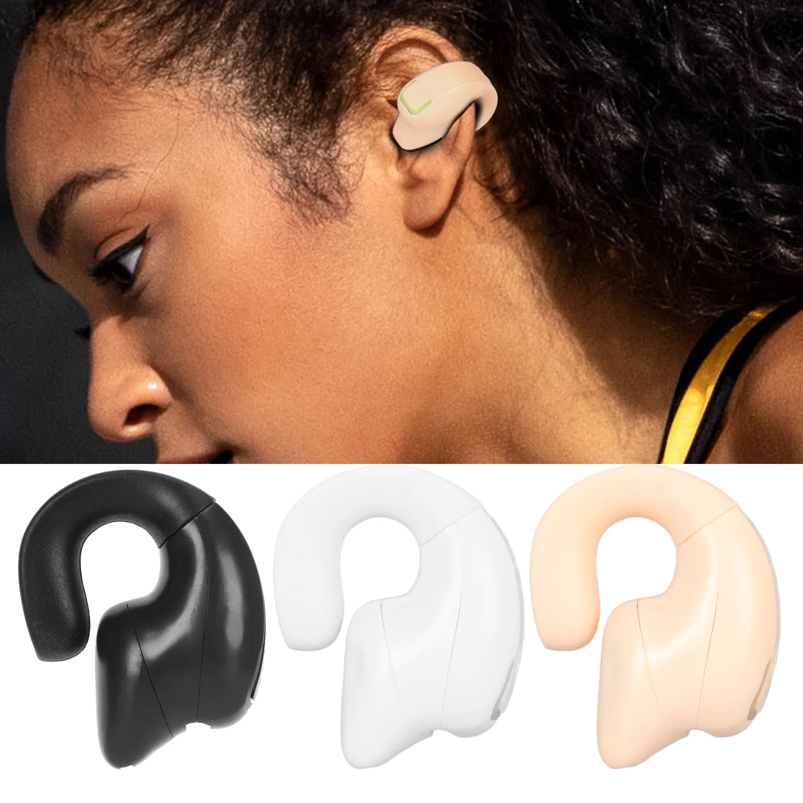 سماعات أذن لاسلكية بلوتوث 5.3 مشبك أذن واحد خفيف الوزن مريح بزر واحد سماعات أذن بلوتوث للموسيقى للجري