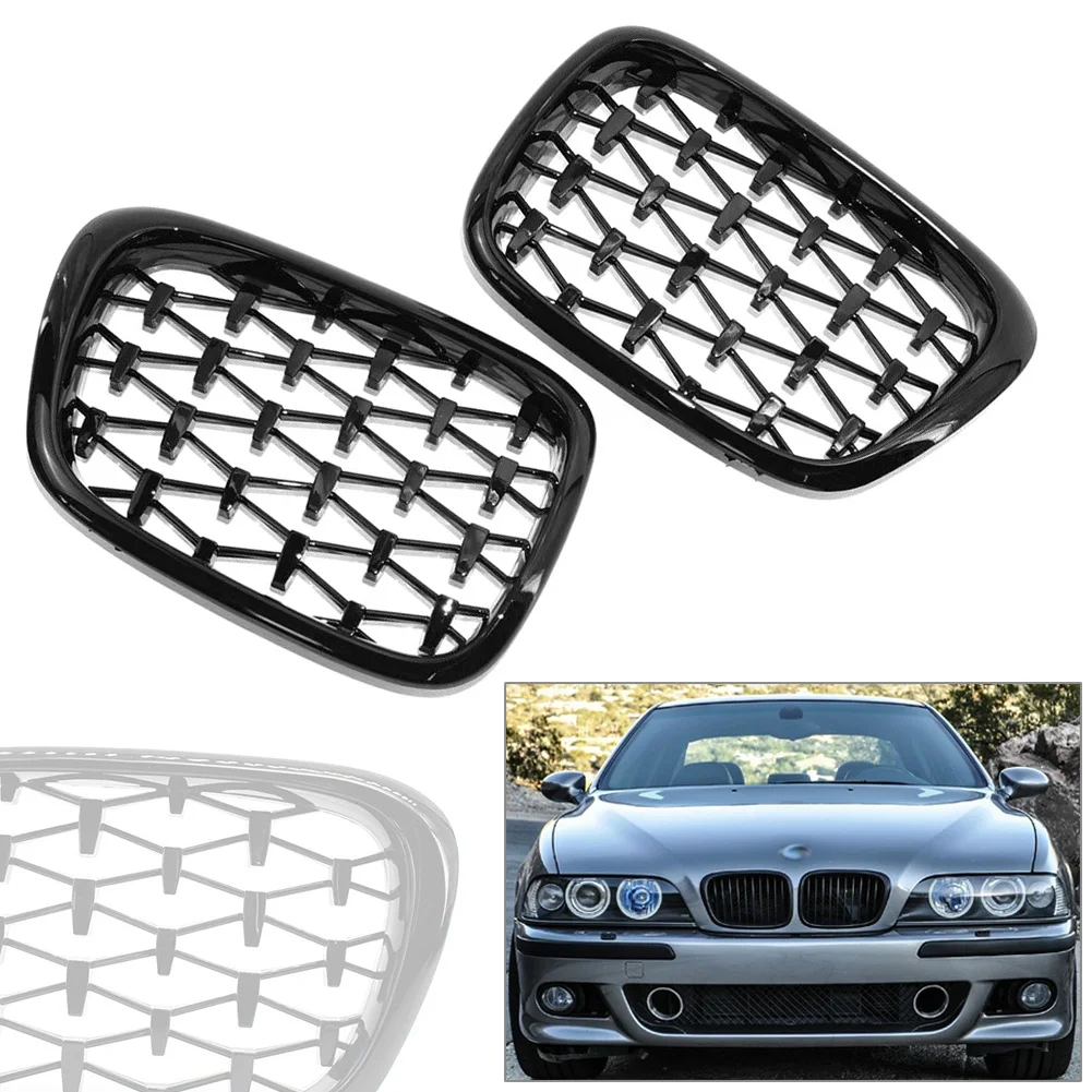 Diamond Meteor Latest Style Car Front Kidney Grille For 1999-2003 BMW 5 Series E39 520i 523i 525i 528i 535i 540i Glossy Black