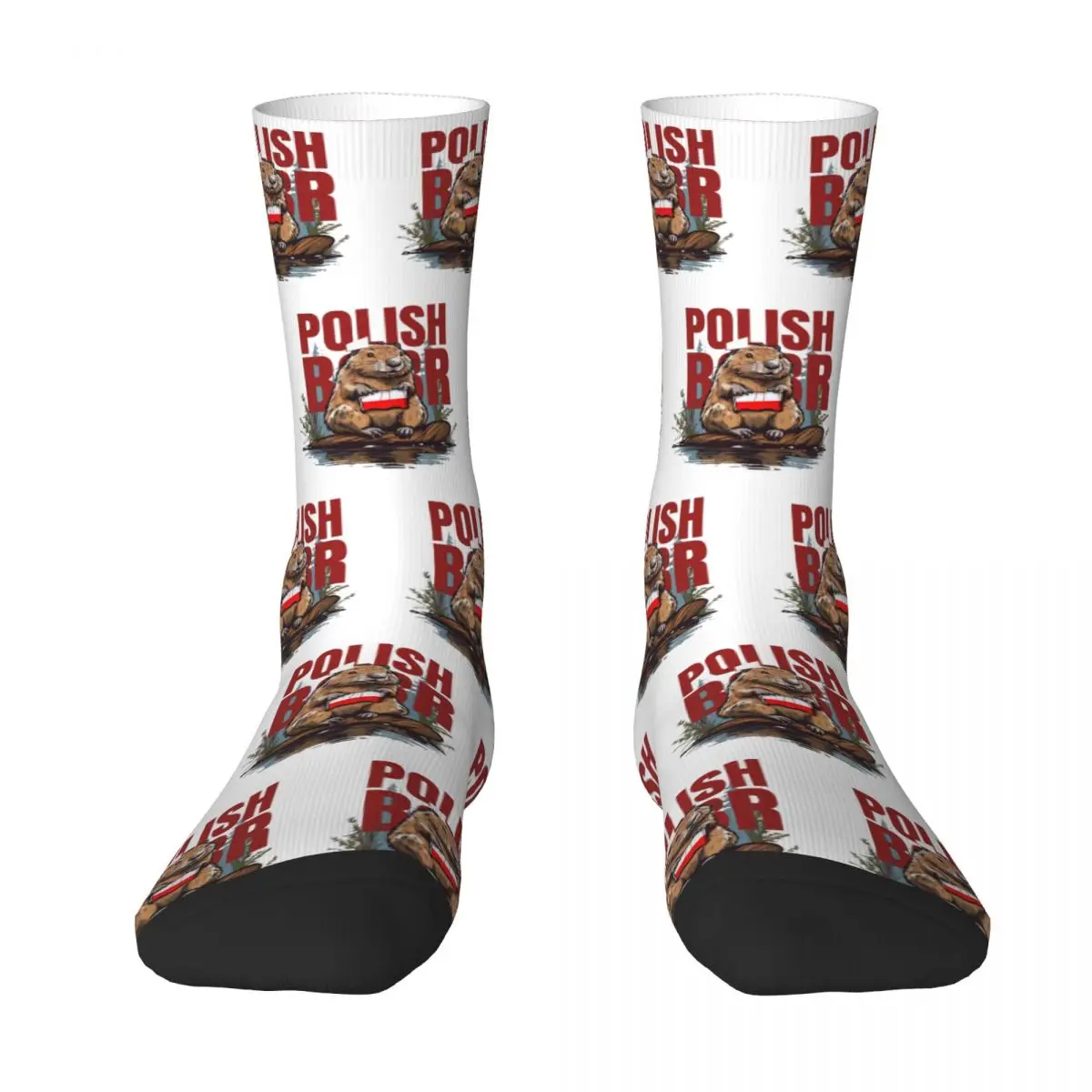 Funny Polish Bobr Bober Beaver Boberek Basketball Socks Kurwa Polyester Crew Socks for Unisex