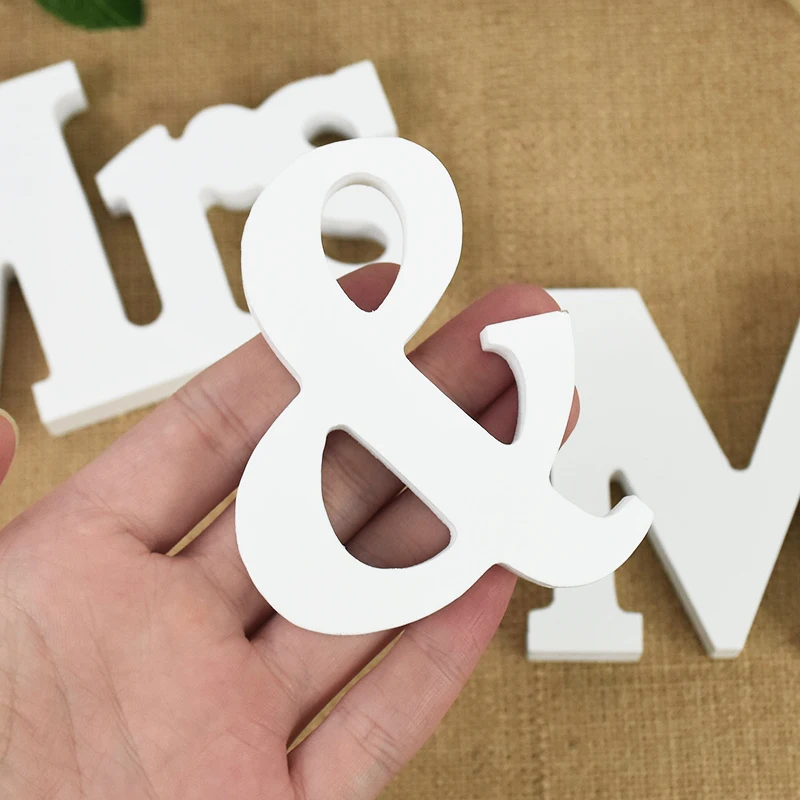 3Pcs/set Mr & Mrs White Letter Wooden Sign for Rustic Wedding Just Married Party Decoration Photo Props Gifts