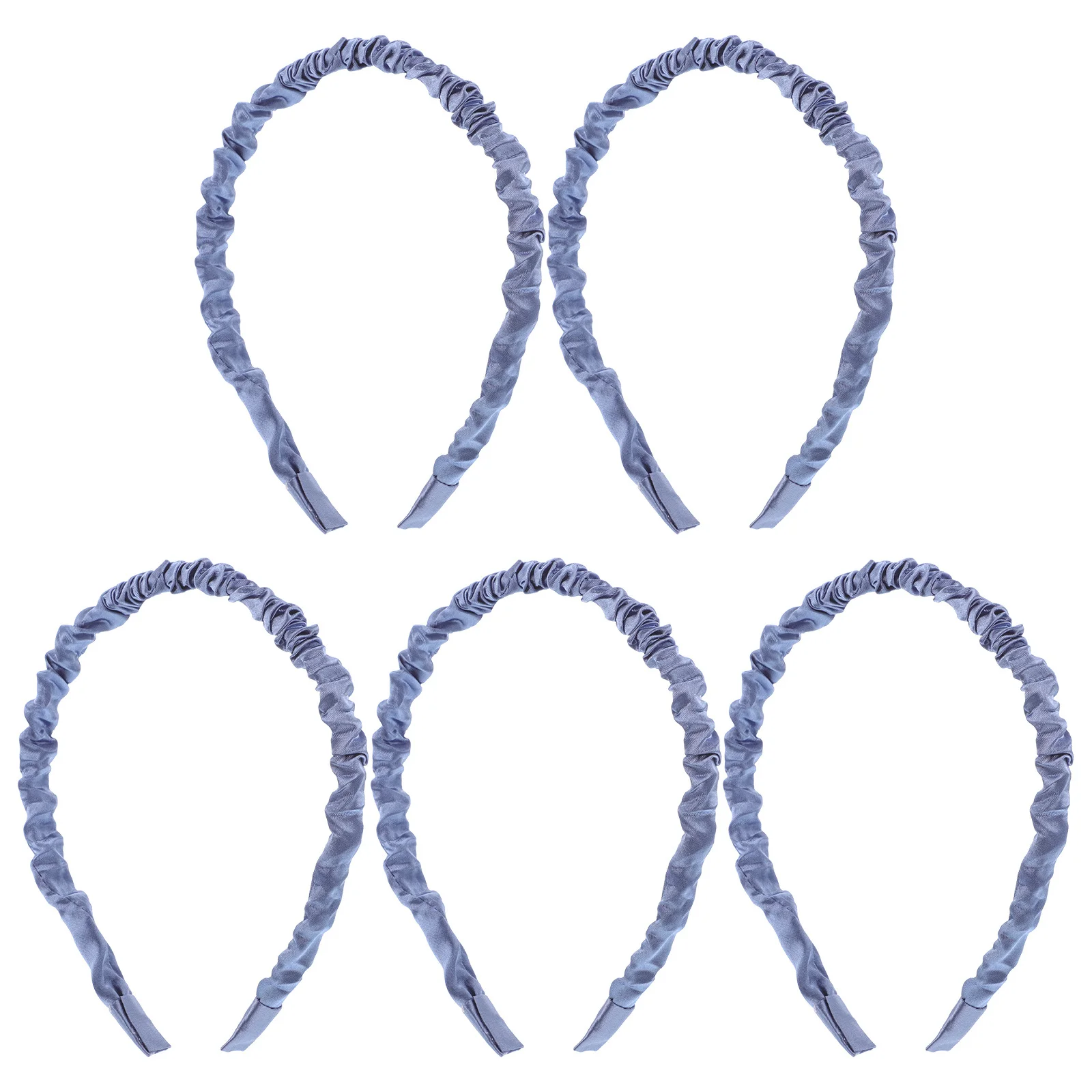 

5Pcs Satin Headband for Women Elegant Blue Ruched Non Slip Hair Hoop Wide Face Wash Makeup Spa Party Outing Fashionable Headwear