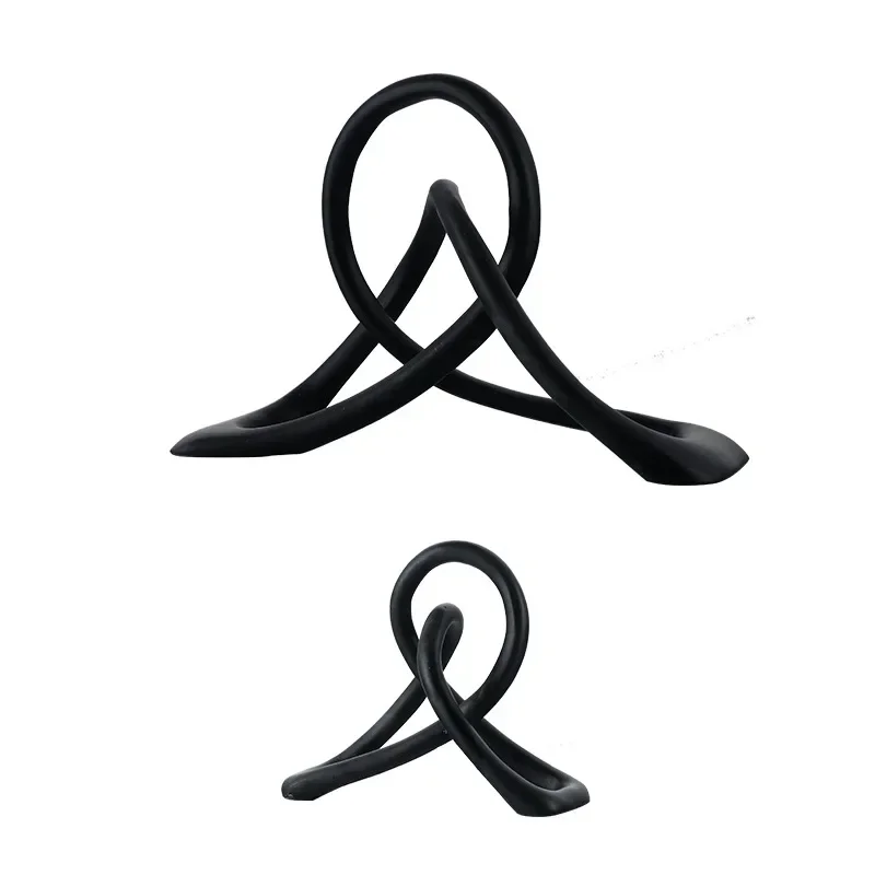 

Simple Black Resin Twist Rope Knot Sculpture Porch Living Room Bedroom Desktop Dining Table Home Crafts Ornament Decoration