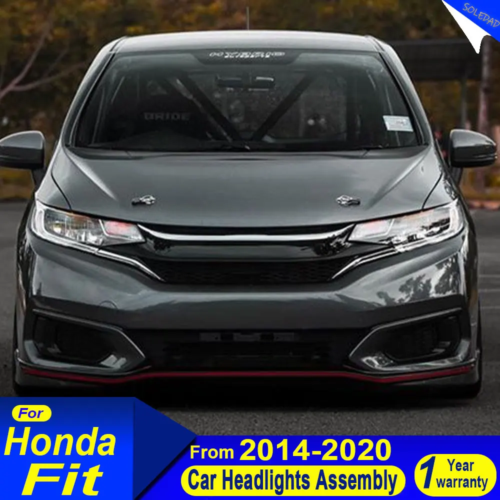 

Car Headlight For Honda Fit Jazz Headlights 2014-2020 wing Styling LED Daytime Lights Dual Projector DRL Car Accesorios Modified