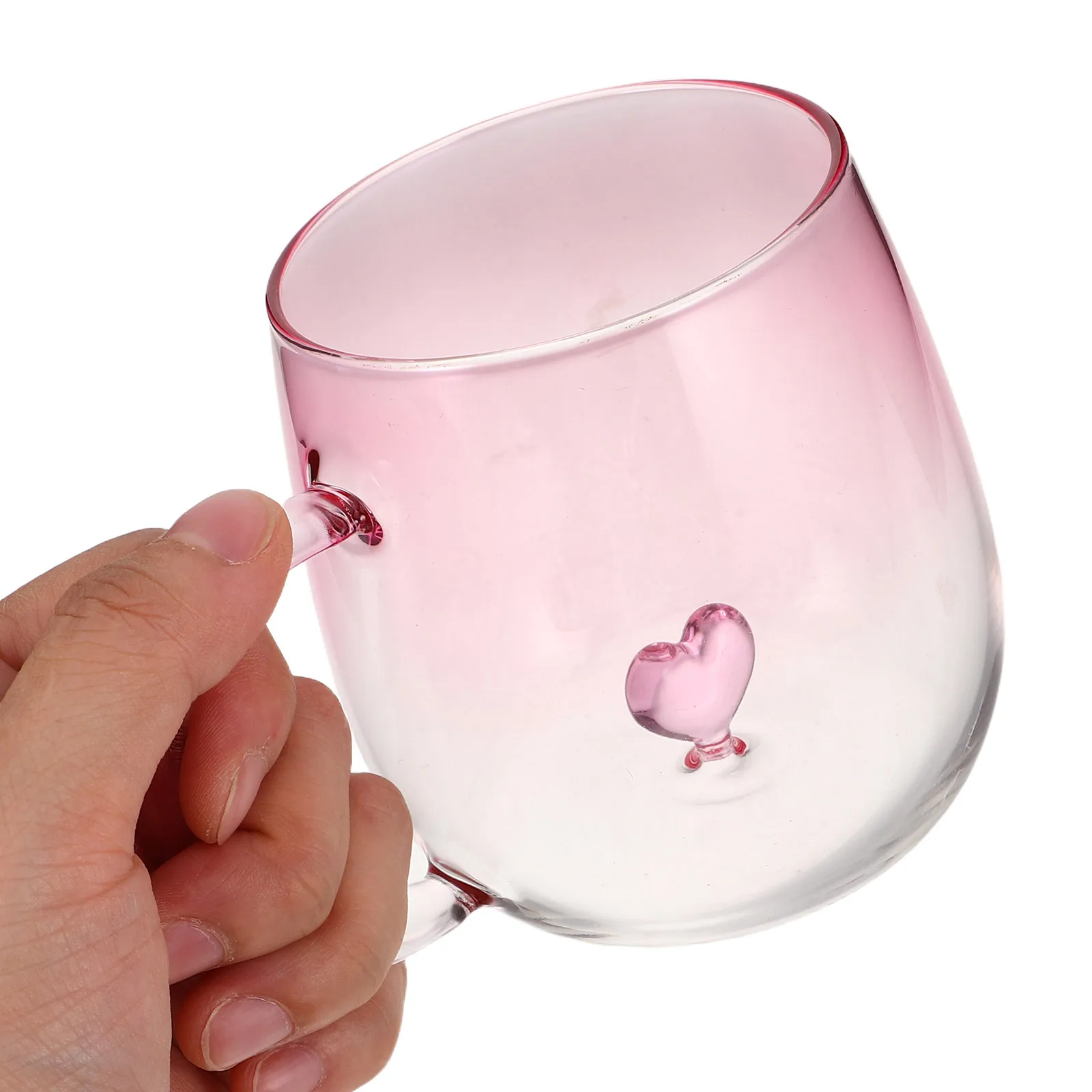 

Gradient Creative Glass Cup Romantic Heart Inside Design for Tea Coffee Milk Breakfast Beverage Home Office Decor Aesthetic