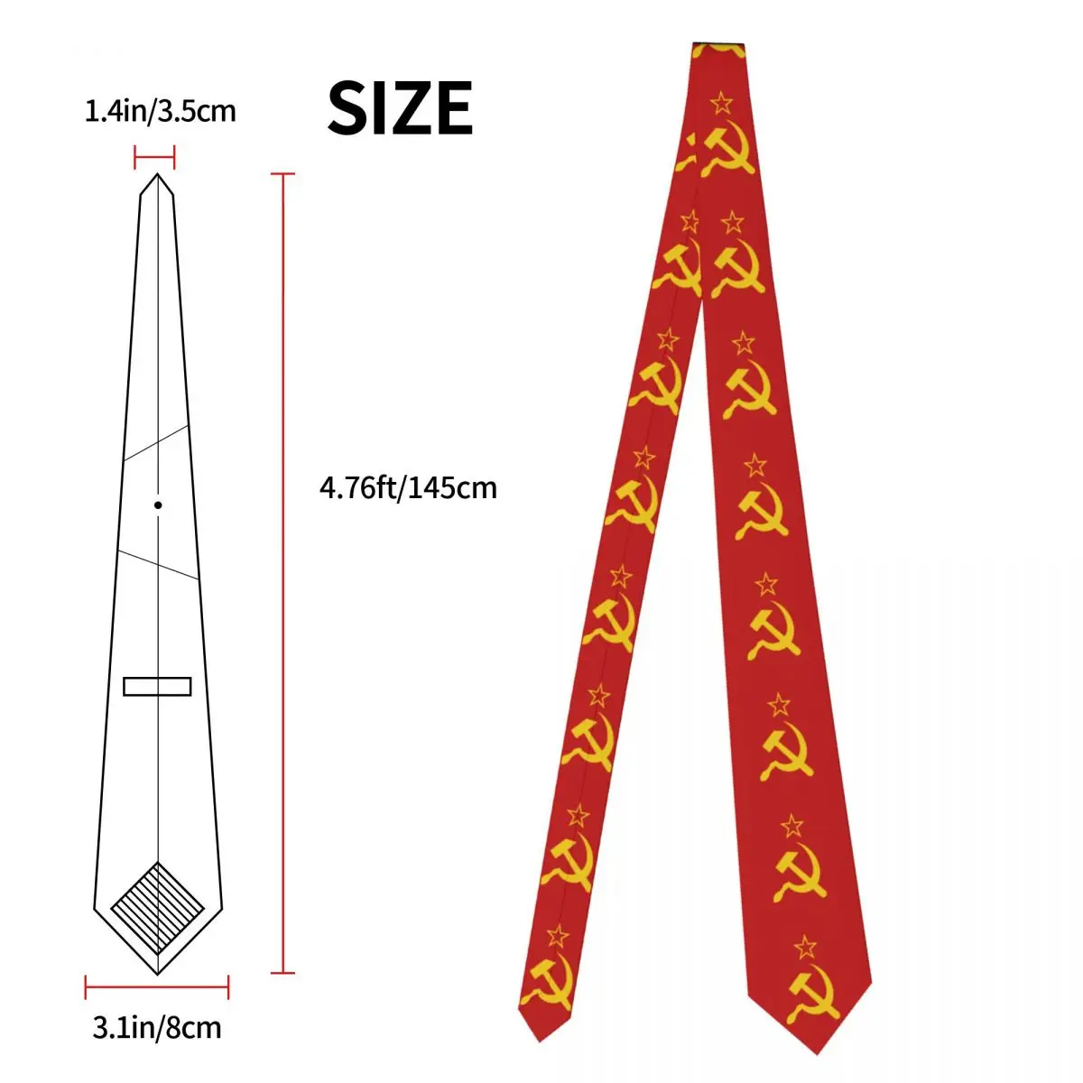 USSR Hammer And Sickle CCCP Russian Soviet Flag Neckties Silk 8 cm Wide Neck Ties for Mens Suits Accessories Cravat Office
