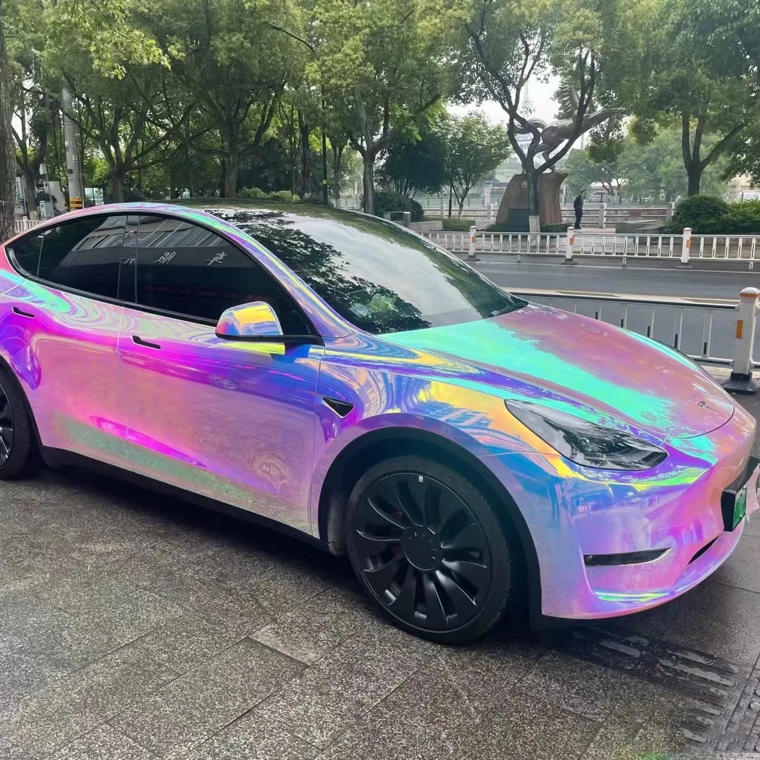 

1.35x17m Chrome Vinyl Wrap Bumper Films Rainbow White