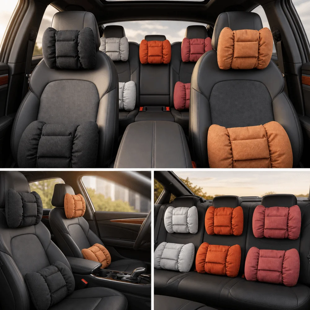 1set（2pcs） Elastic Filling Car Neck Pillow Soft Premium Material Lightweight Design Lumbar Support Cushion Easy Install Remove