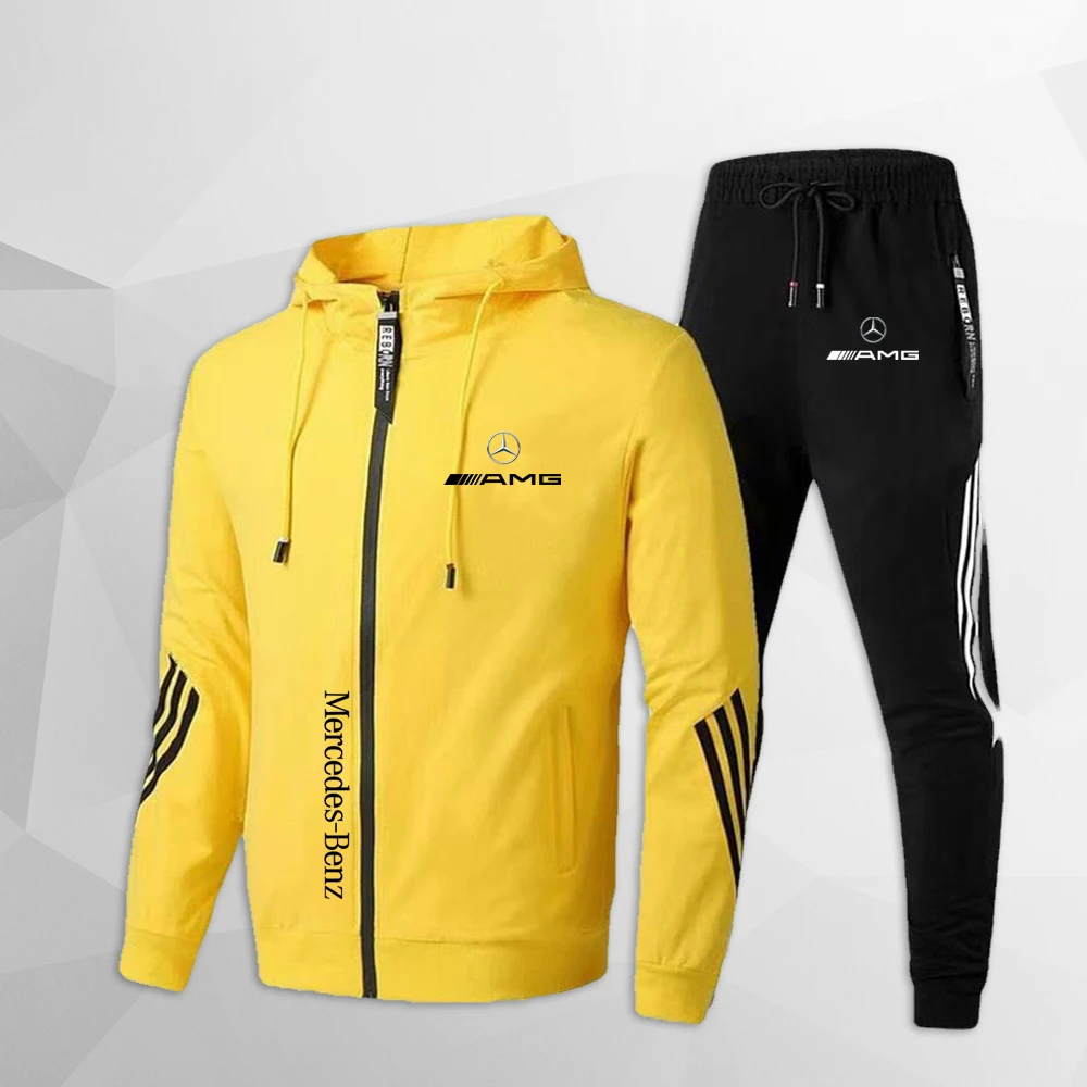 Conjunto de capuz masculino e feminino, conjunto de esportes ao ar livre Mercedes Benz, bicicleta da motocicleta, scooter elétrico, moda lazer, 2022