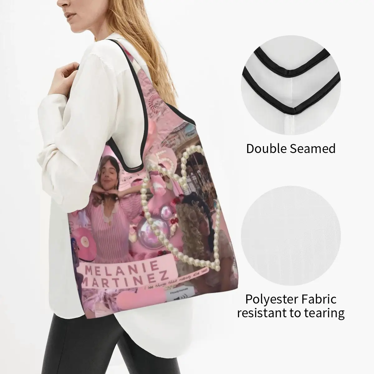 Reusable Portals  Fans Grocery Bag Foldable Machine Washable Melanie Martinez Shopping Bags Large Eco Storage Bag Lightweight