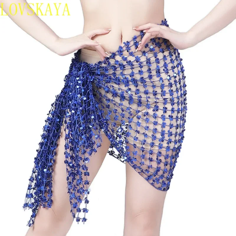 Belly Dance Hip Hollow Scarf Weimen Scarf Dance Sequins Arabic Latin Hip Scarf Sexy Belly Dance Belt Wrapped Skirt