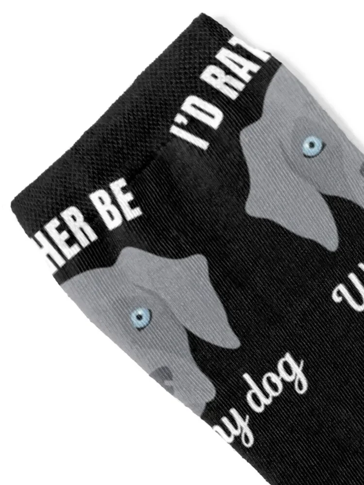 I'd rather be with my dog, funny Weimaraner breed owners or lovers saying Socks New year's loose Men's Socks Female Men's