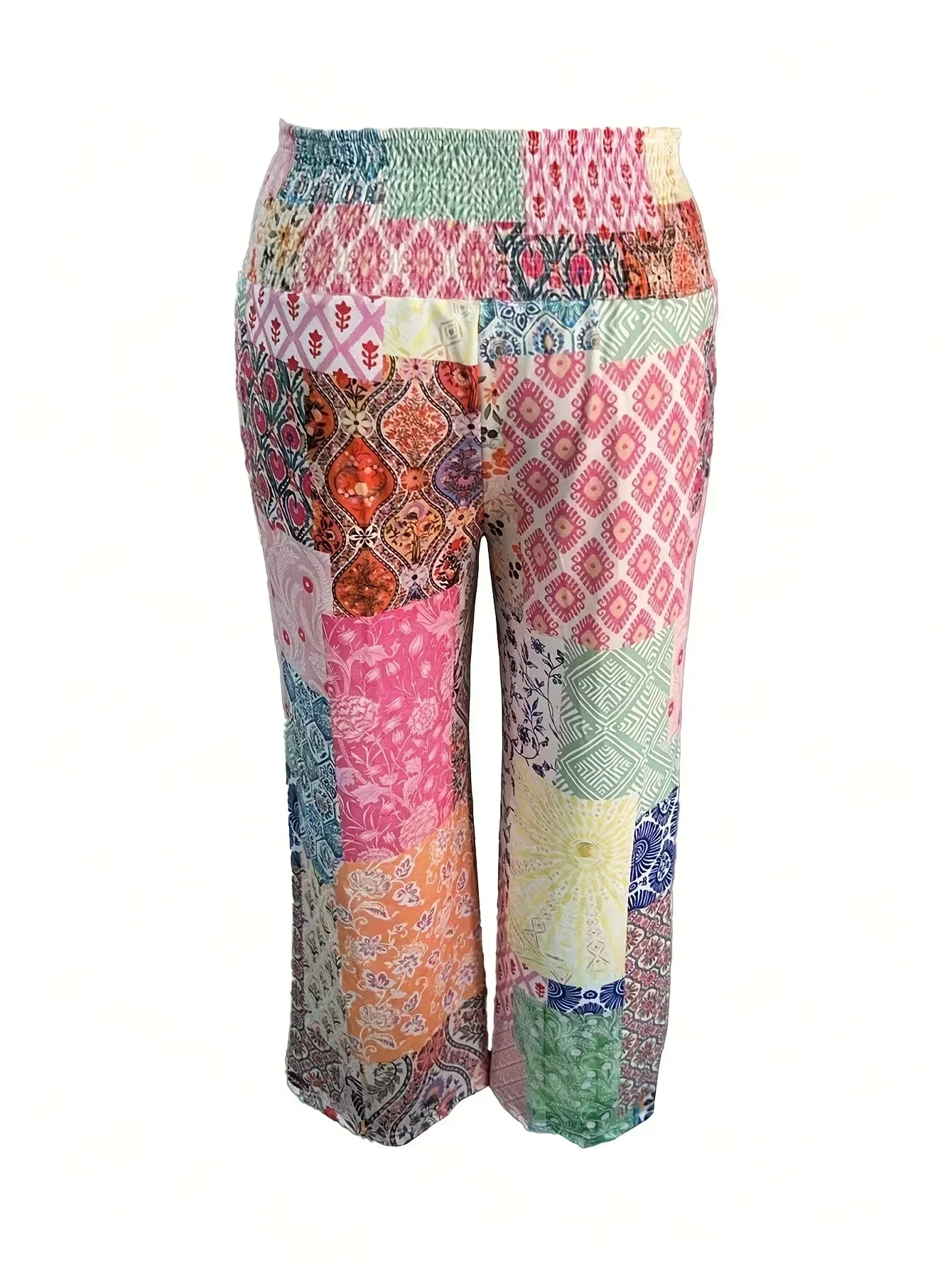 Pantaloni larghi a gamba larga stampati floreali alla moda da donna taglie forti per tutte le stagioni 1XL-5XL Pantaloni lunghi larghi a vita alta casual femminili