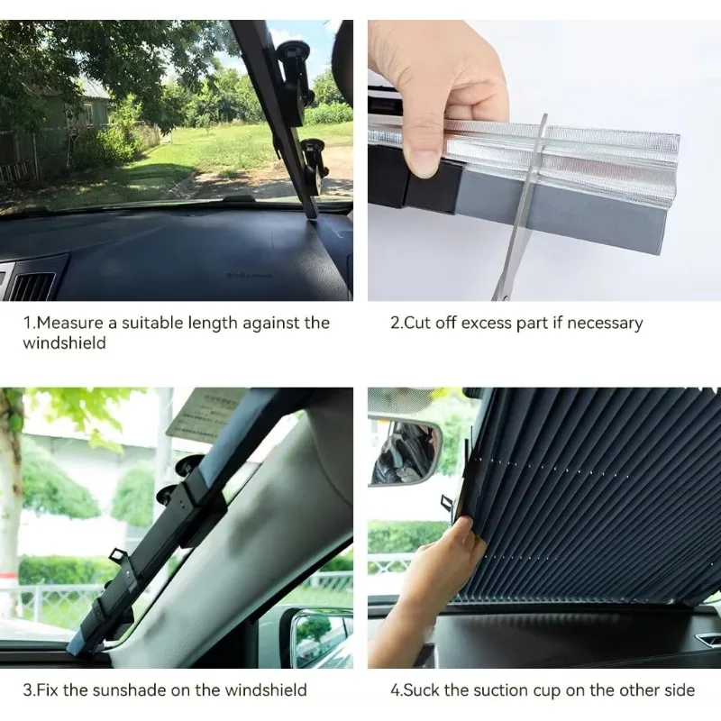 Car front/rear window sunshade retractable windshield sun visor summer UV protection