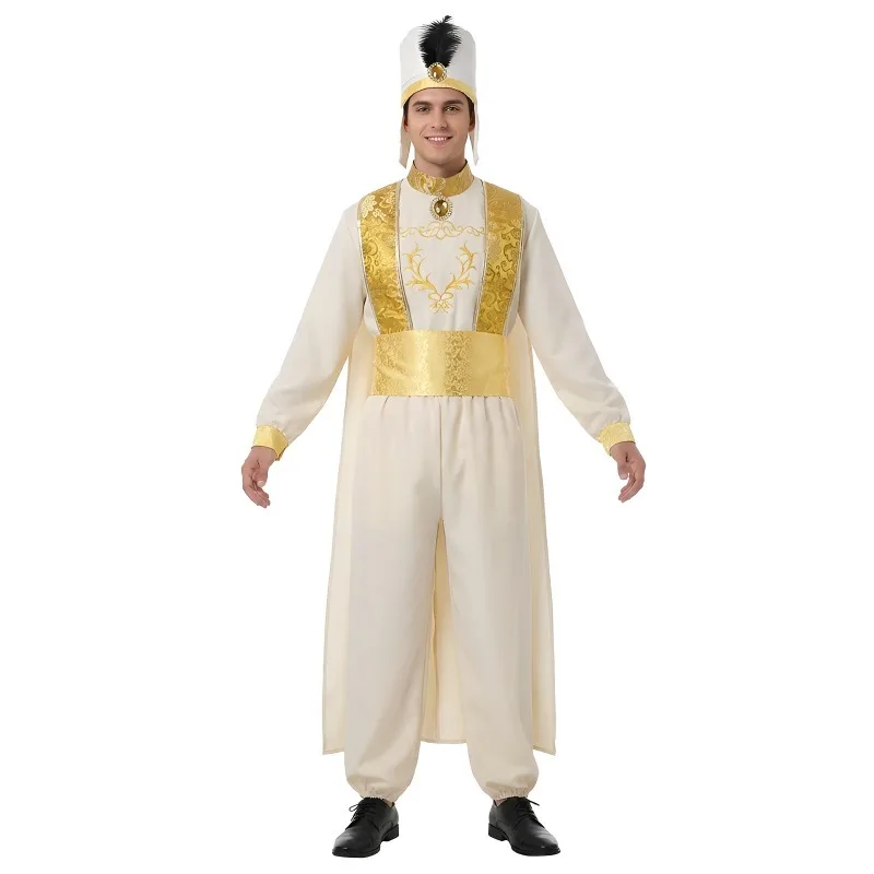 2026 Aladdin Cosplay Costume Men Aladdin Lamp Prince Costume Outfit for Adult Halloween Carnival Pa rty Movie Roleplay Wearing view 5