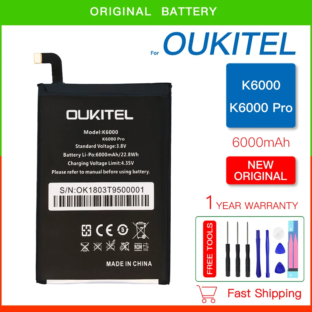 

100% Genuine Replacement Battery FOR OUKITEL Oukitel K6000 Pro Phone High quality Mobile Batteria + FREE Kit Tools