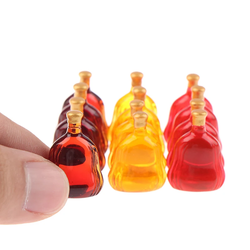 10Pcs Dollhouse Miniature Wine Bottles Pretend Play Doll Food Drink Accessories