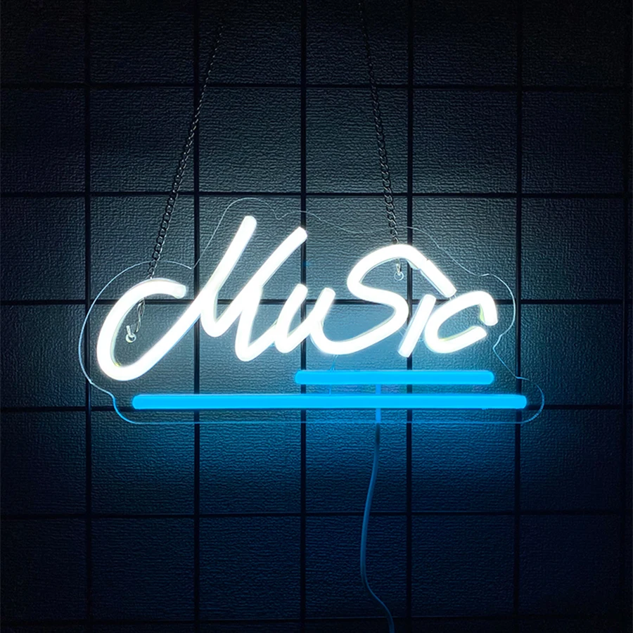 Music Neon Sign For Wall Decor,Light Up Sign For Music Studio Decor,Bedroom,Living Room,Game Room,Best Gift For Music Lover view 4
