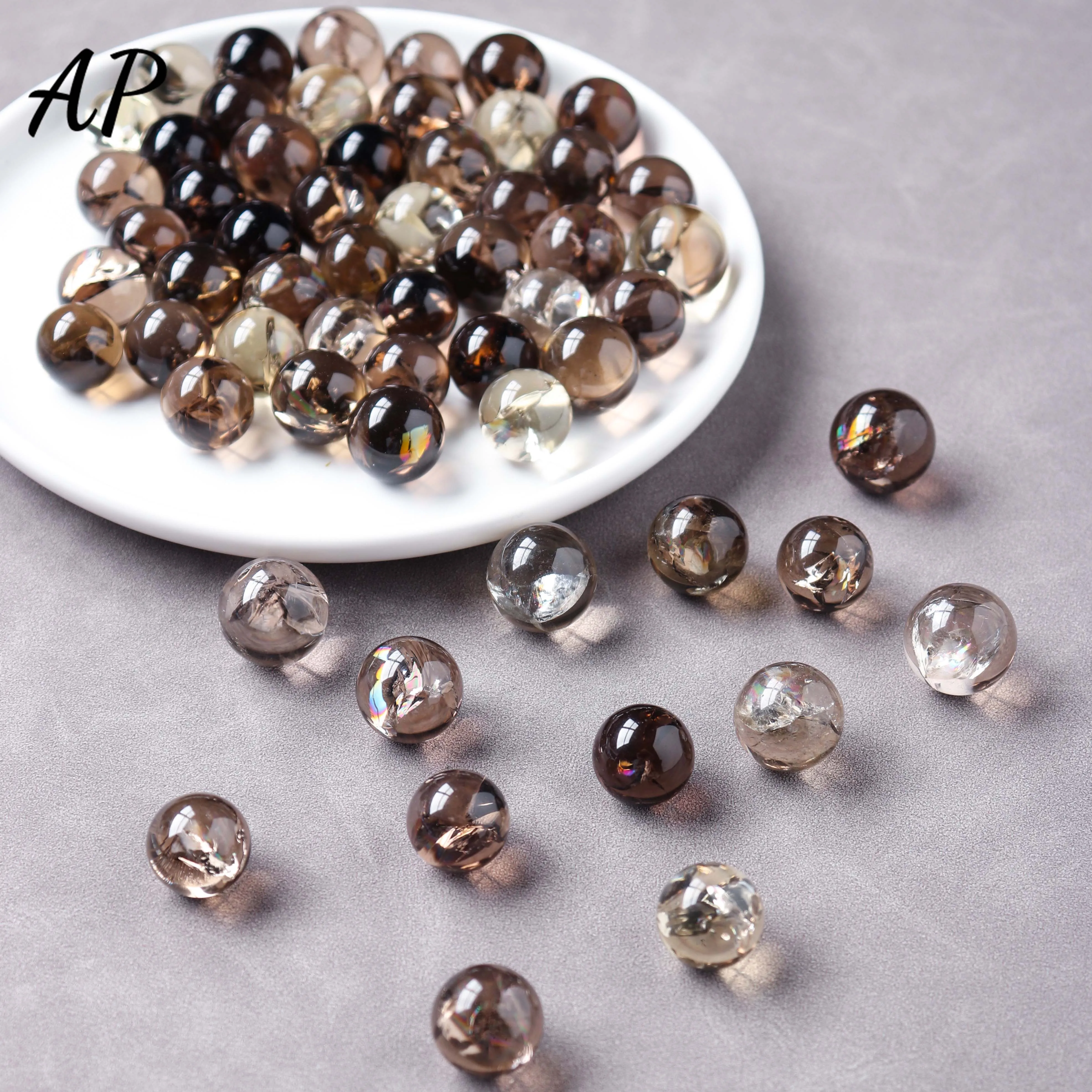 Boule de Quartz fumé arc-en-ciel, 5 pièces/sac, naturel de haute qualité, boule de cristal, sphère de guérison, décoration cadeau